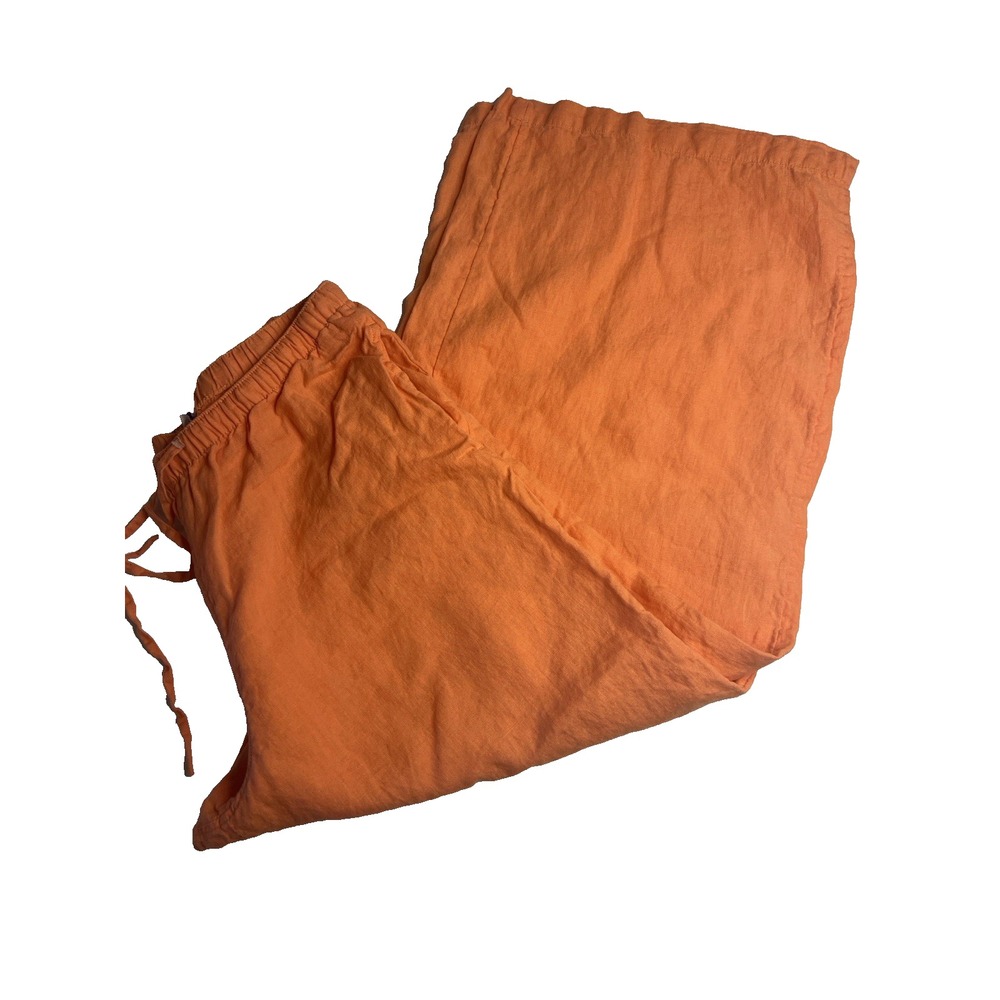 Calypso St Barth Linen Wide‎ Leg Pant L Beach Orange Casual Boho Quiet Luxury